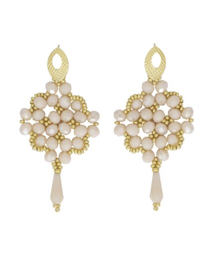 Aretes artesanales de cristal y piedras preciosas, colores vibrantes, varios estilos, duraderos (Nude)