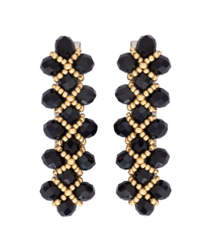 Gancho para cabello artesanal con piedras preciosas y cristales en colores variados - Negro