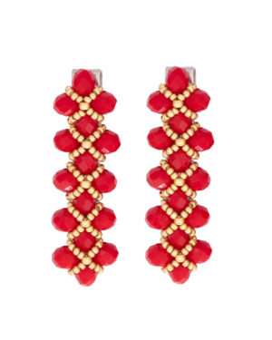 Gancho para cabello artesanal con piedras preciosas y cristales en colores variados (rojo)