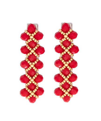Gancho para cabello artesanal con piedras preciosas y cristales en colores variados (rojo)